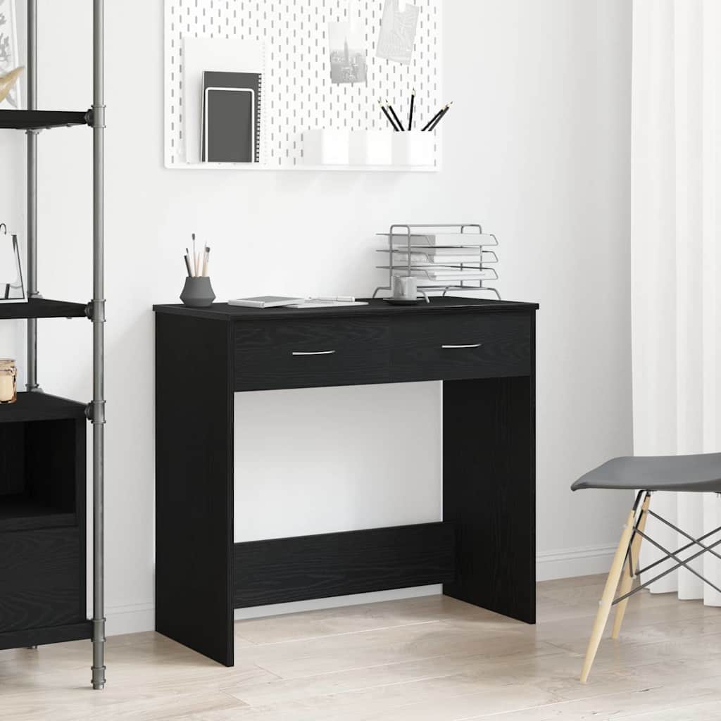 Desk with Drawer Black Oak 80 x 40 x 75 cm Engineered Wood