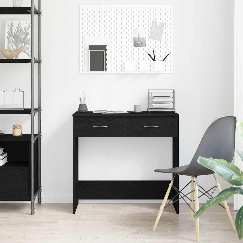 Desk with Drawer Black Oak 80 x 40 x 75 cm Engineered Wood