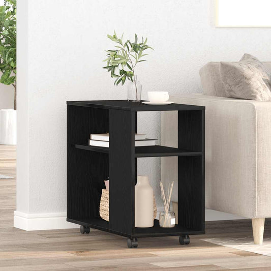 Side Table Black Oak 70x35x60.5 cm Engineered Wood