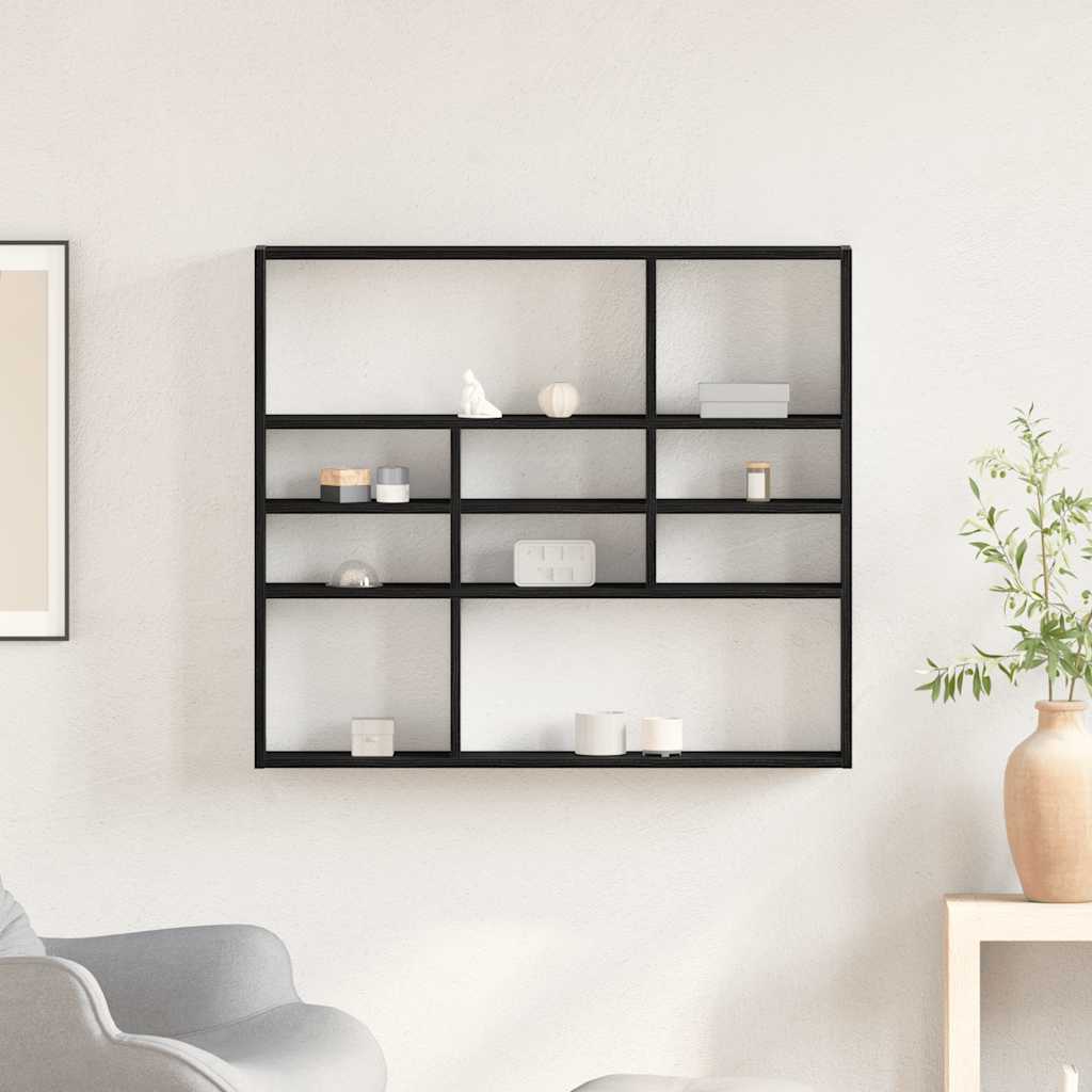 Wall Shelf Black Oak 90x16x78 cm Engineered Wood