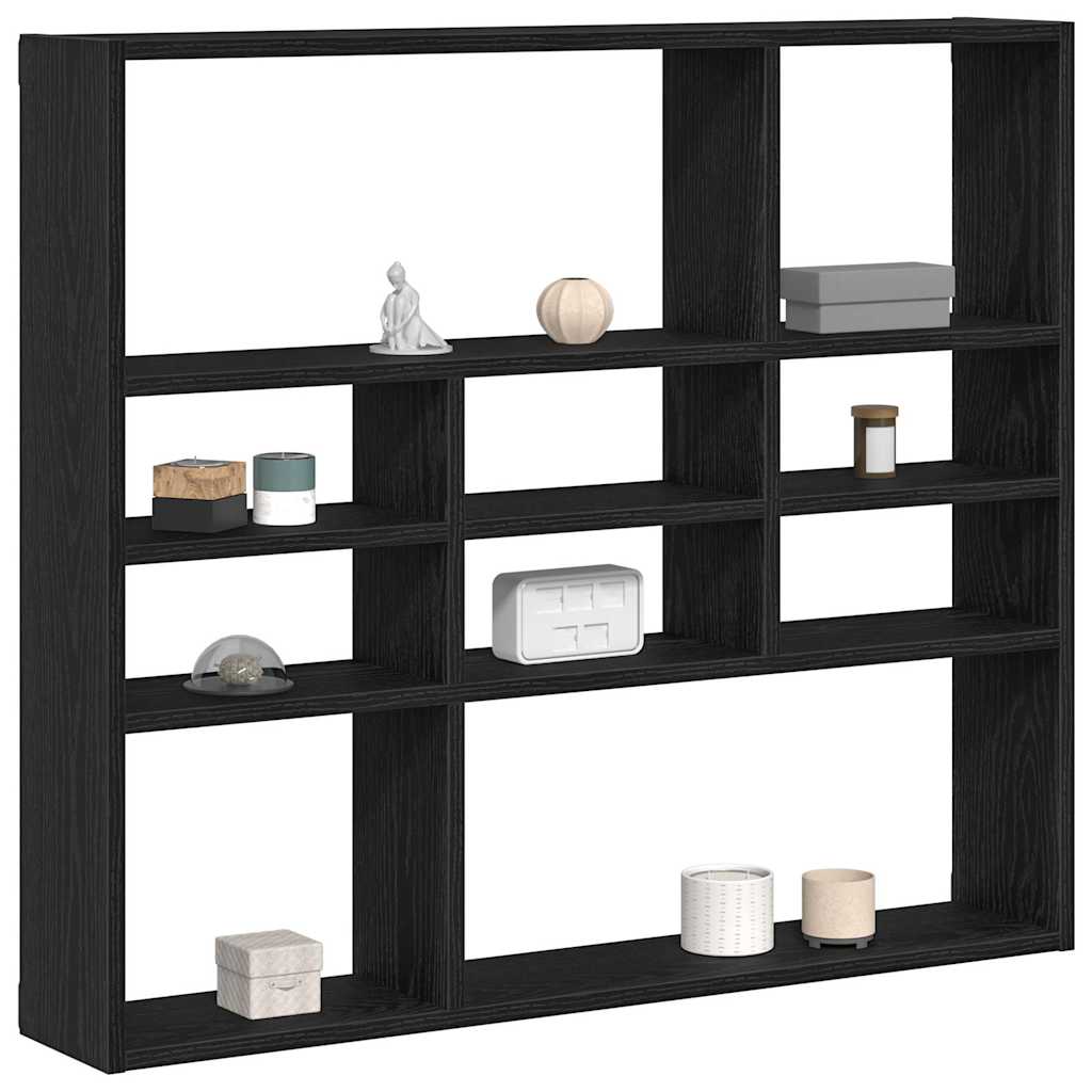 Wall Shelf Black Oak 90x16x78 cm Engineered Wood