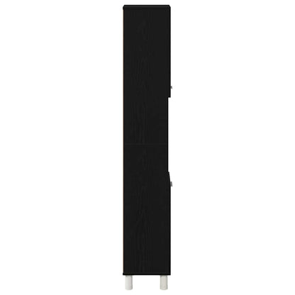 Bathroom Cabinet Black Oak 30 x 30 x 179 cm Engineered Wood