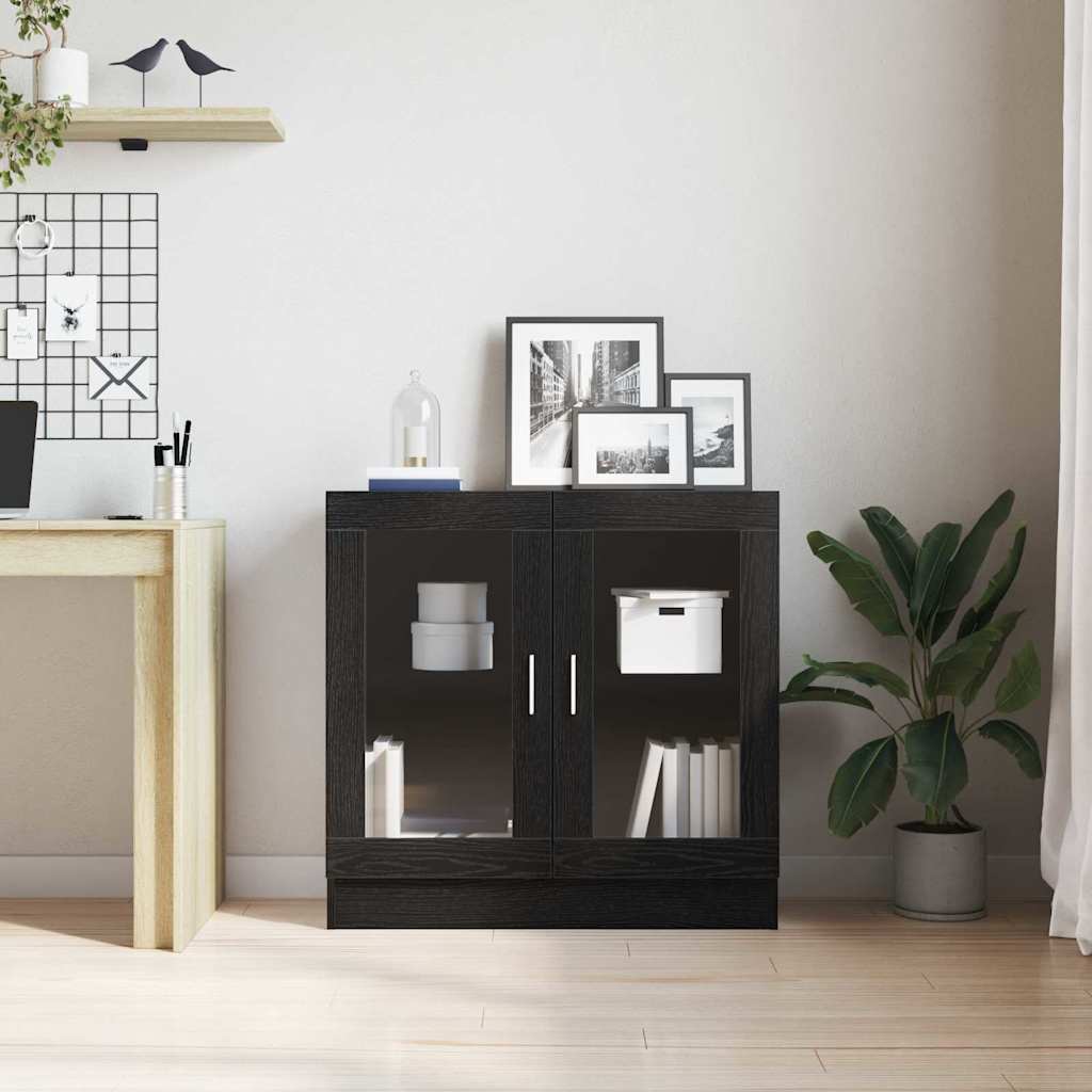 Book Cabinet Black Oak 82.5 x 30.5 x 80 cm Engineered Wood