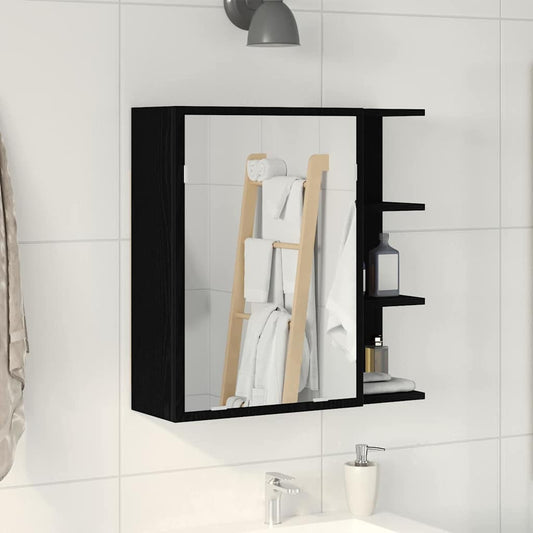 Bathroom Mirror Cabinet Black Oak 62.5 x 20.5 x 64 cm