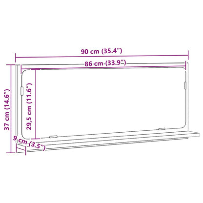 Mirror Shelf Old wood 90 x 10.5 x 37 cm Engineered Wood