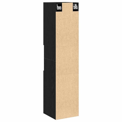 Bathroom Cabinet Black Oak 30 x 30 x 130 cm Engineered Wood