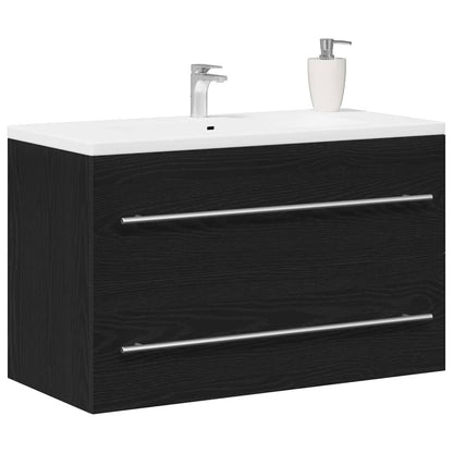 Bathroom Sink Cabinet Black Oak 80x38.5x48 cm Engineered Wood