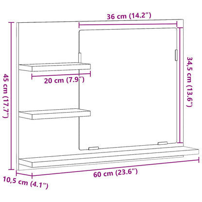 Bathroom Mirror Black Oak 60x10.5x45 cm Engineered Wood