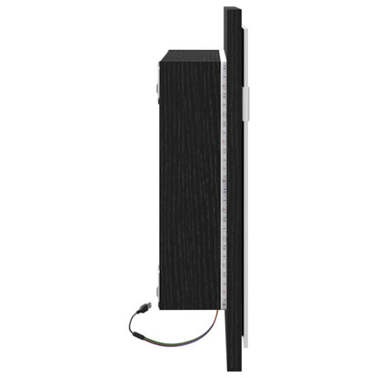 Bathroom Mirror with LED Lights Black Oak 60x8.5x37 cm