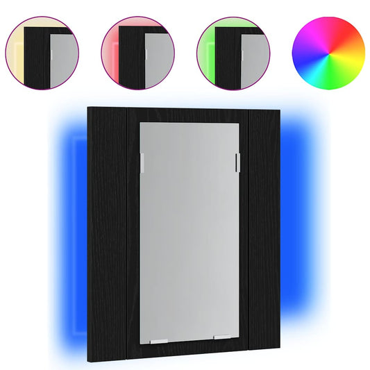 LED Bathroom Mirror Cabinet Black Oak 40x12x45 cm