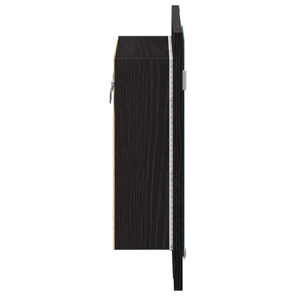 LED Bathroom Mirror Cabinet Black Oak 40x12x45 cm Engineered Wood