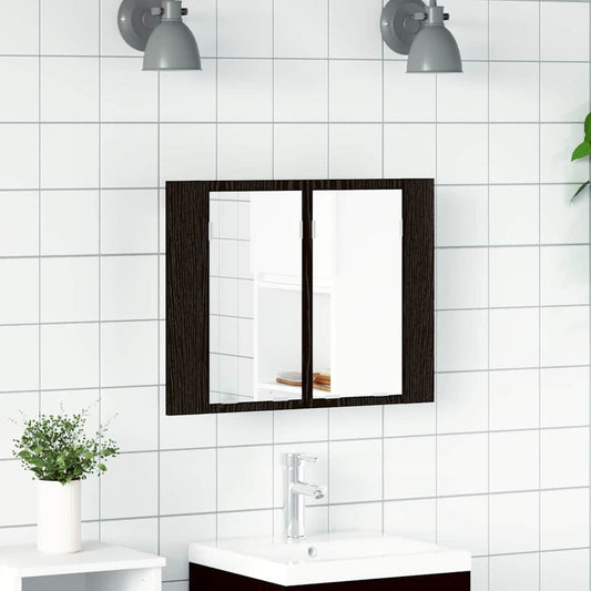 Bathroom Mirror Cabinet Black Oak 60 x 12 x 45 cm