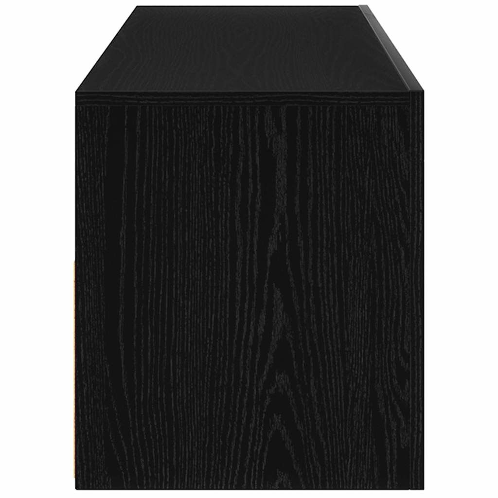 TV Cabinet with LED Black Oak 90 x 35 x 40 cm Engineered Wood
