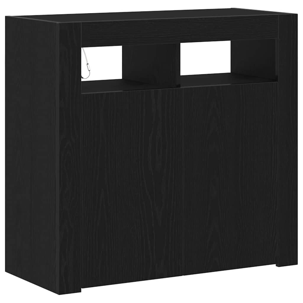 Sideboard Black Oak 80 x 35 x 75 cm Engineered Wood