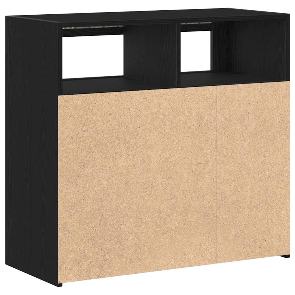 Sideboard Black Oak 80 x 35 x 75 cm Engineered Wood