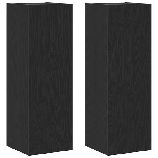Wall TV Cabinet 2 pcs Black Oak Engineered Wood