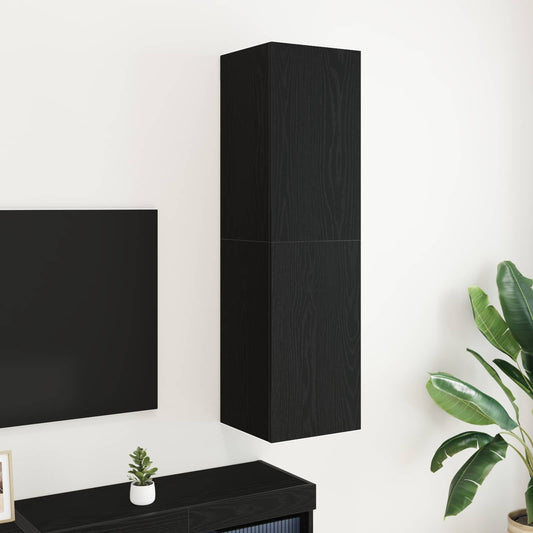 Wall TV Cabinet 30.5 x 30 x 110 cm Black Oak Engineered Wood