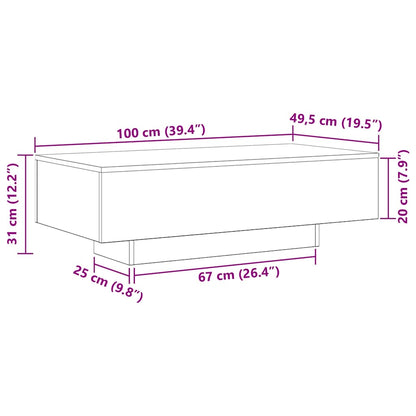 Coffee Table Black Oak 39.37 x 19.49 x 12.20 in Engineered Wood