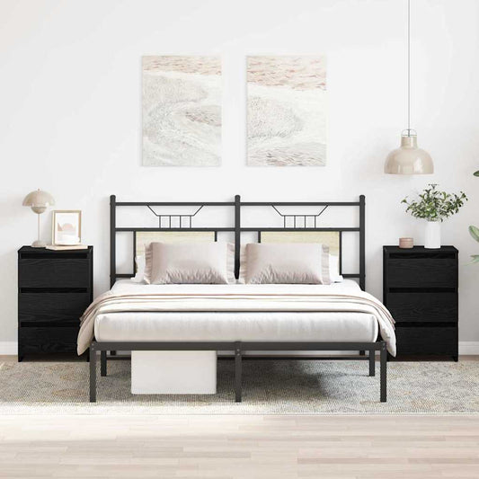 Bedside Cabinet 2 pcs Black Oak 40 x 35 x 62.5 cm