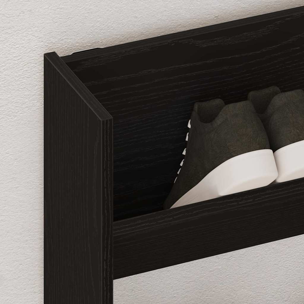 Shoe Cabinet 80 x 18 x 90 cm Engineered Wood Black Oak