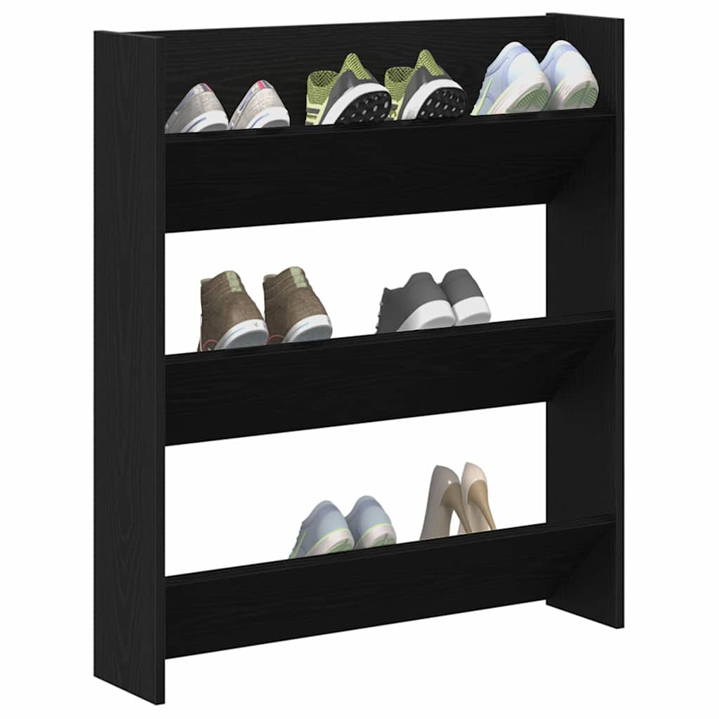 Shoe Cabinet 80 x 18 x 90 cm Engineered Wood Black Oak