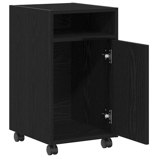 Wheeled Side Cabinet 33 x 38 x 60 cm Engineered Wood Black Oak
