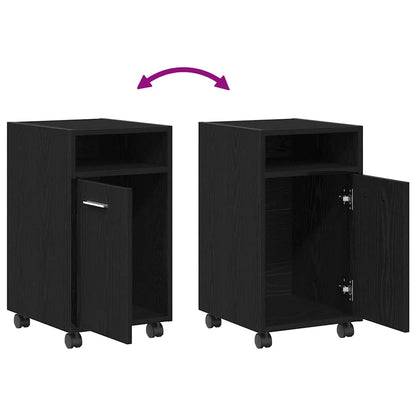 Wheeled Side Cabinet Black Oak 33 x 38 x 60 cm Engineered Wood