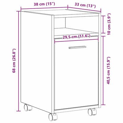 Wheeled Side Cabinet Black Oak 33 x 38 x 60 cm Engineered Wood