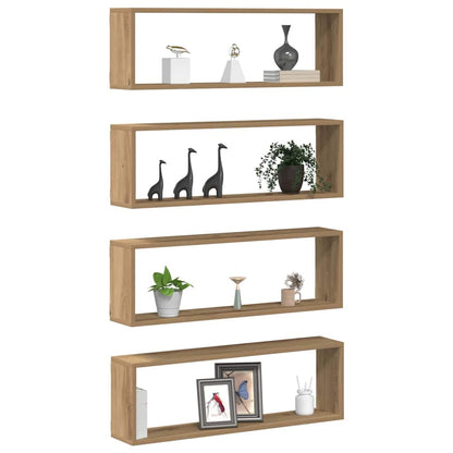 Wall Shelves Wall-Mounted 4 pcs Artisian Oak 80 x 15 x 26 cm
