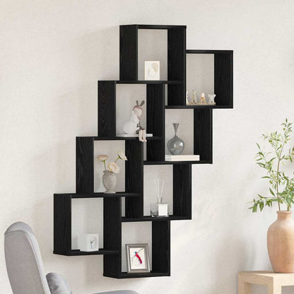 Wall Shelf Black Oak 90 x 15 x 119.5 cm Engineered Wood