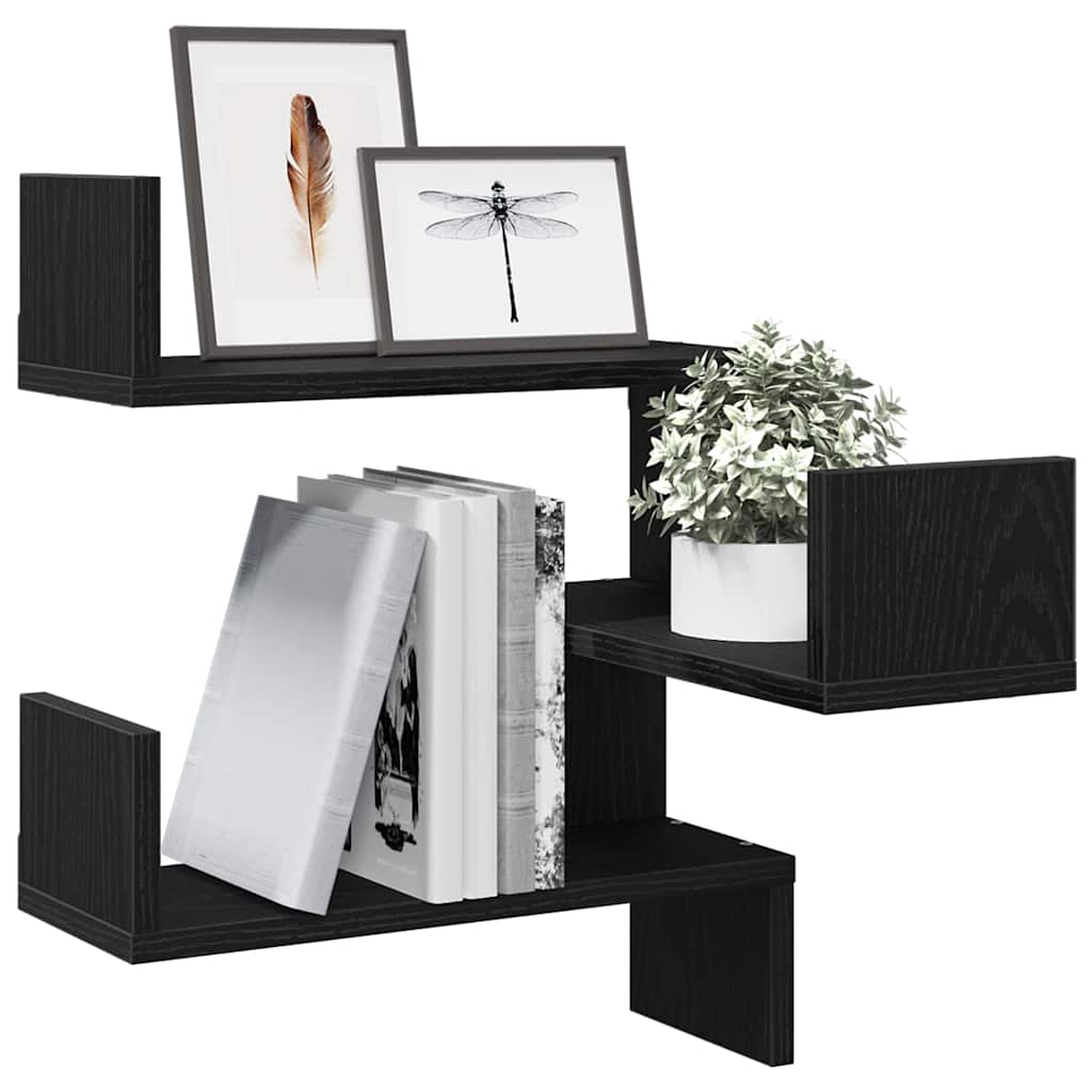 Wall Shelf Black Oak 40 x 40 x 49.5 cm Engineered Wood