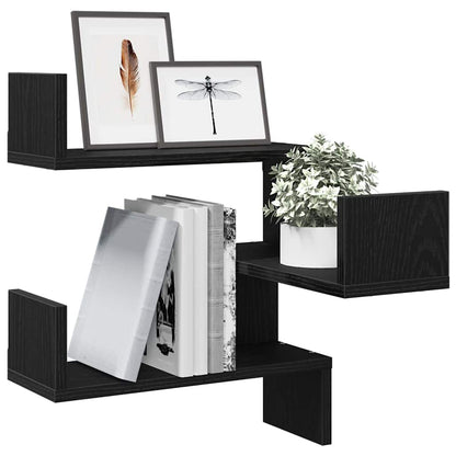 Wall Shelf Black Oak 40 x 40 x 49.5 cm Engineered Wood