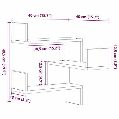 Wall Shelf 2 pcs Black Oak 40 x 40 x 49.5 cm Engineered Wood