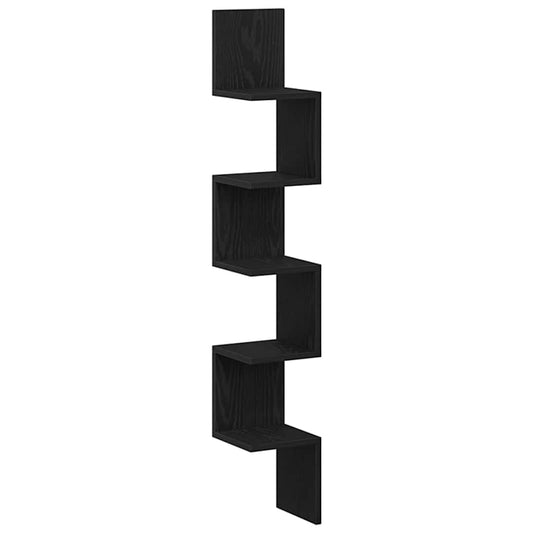 Corner Shelf Wall-Mounted Black Oak 20 x 20 x 127.5 cm