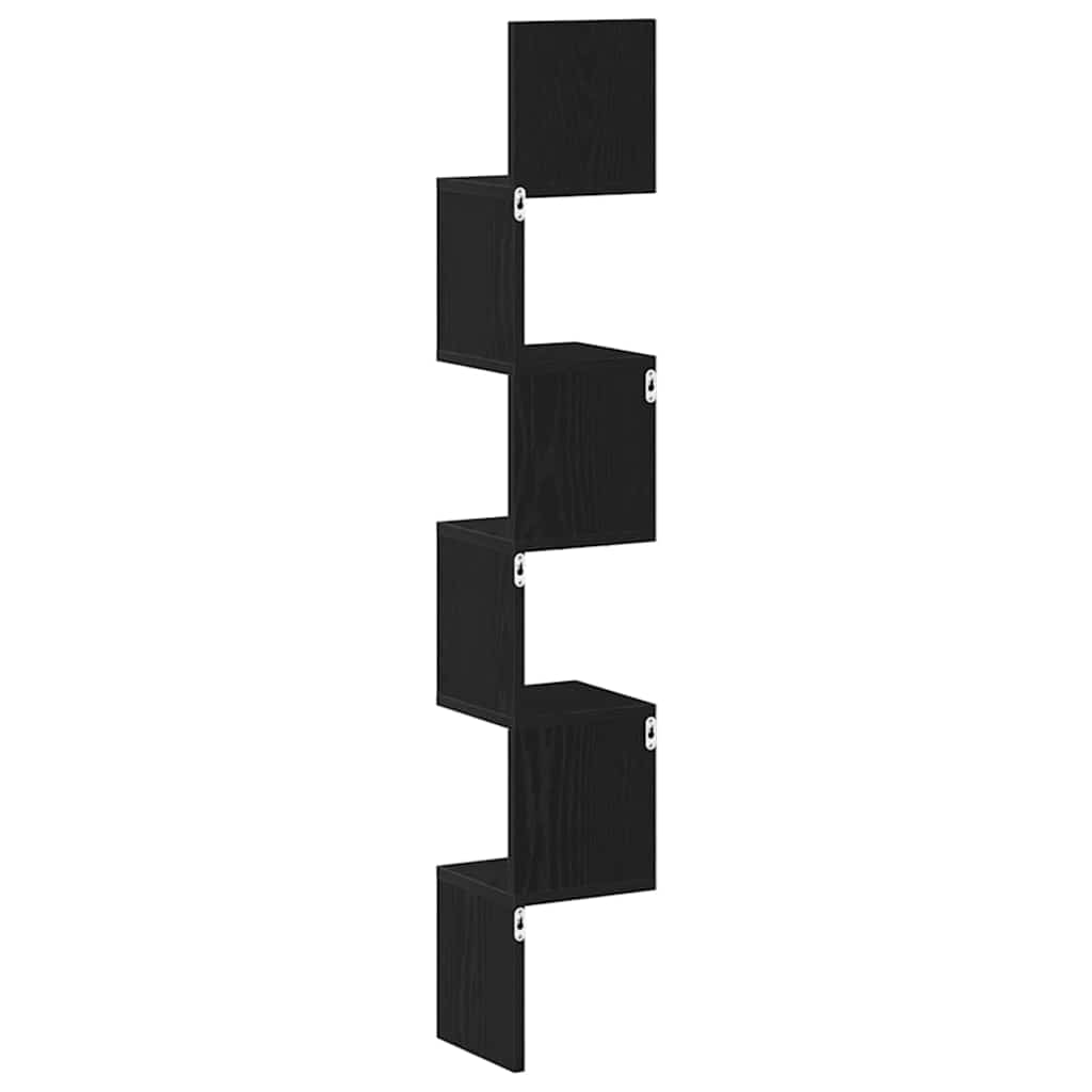 Corner Shelf Black Oak 20 x 20 x 127.5 cm Engineered Wood