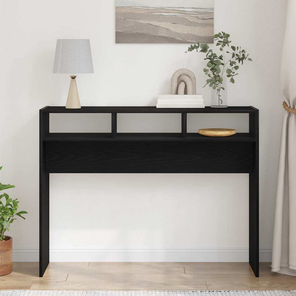 Console Table Black oak 105 x 30 x 80 cm Engineered wood