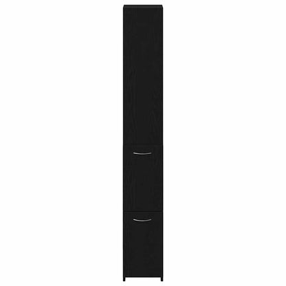 Bathroom Cabinet Black Oak 25 x 25 x 170 cm Engineered Wood