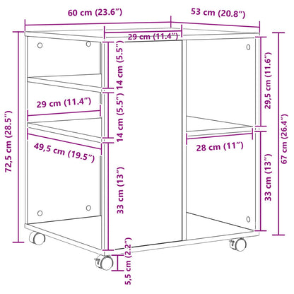 Storage Cabinet Black Oak 60 x 53 x 72.5 cm Engineered Wood