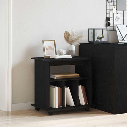 Rolling Cabinet Black Oak 60 x 45 x 55 cm Engineered Wood
