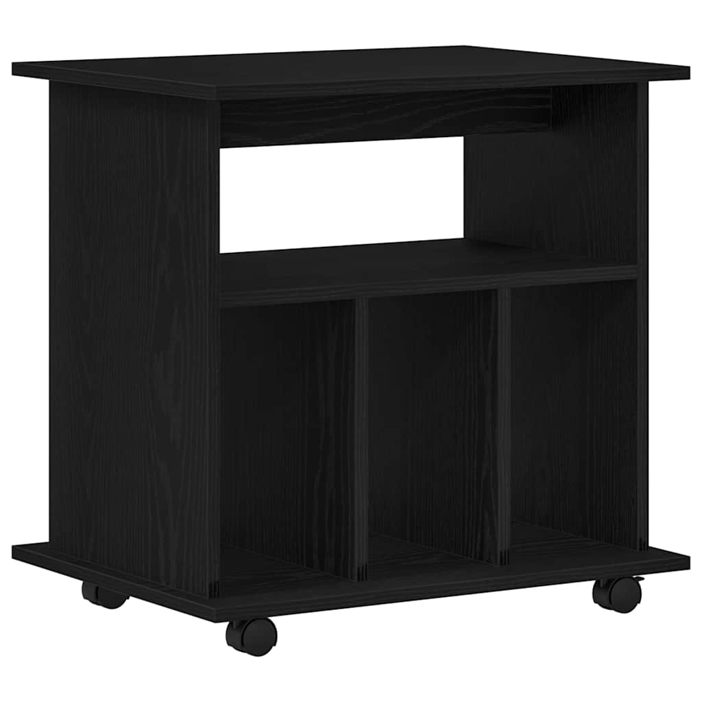 Rolling Cabinet Black Oak 60 x 45 x 55 cm Engineered Wood