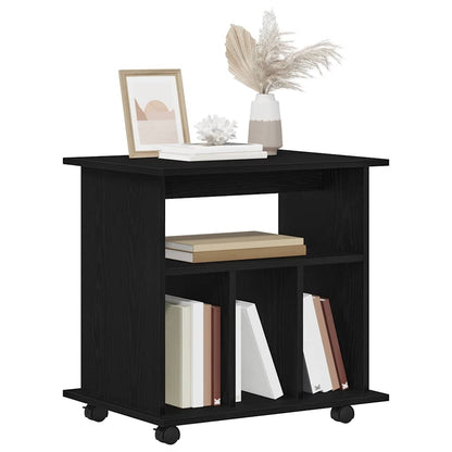 Rolling Cabinet Black Oak 60 x 45 x 55 cm Engineered Wood