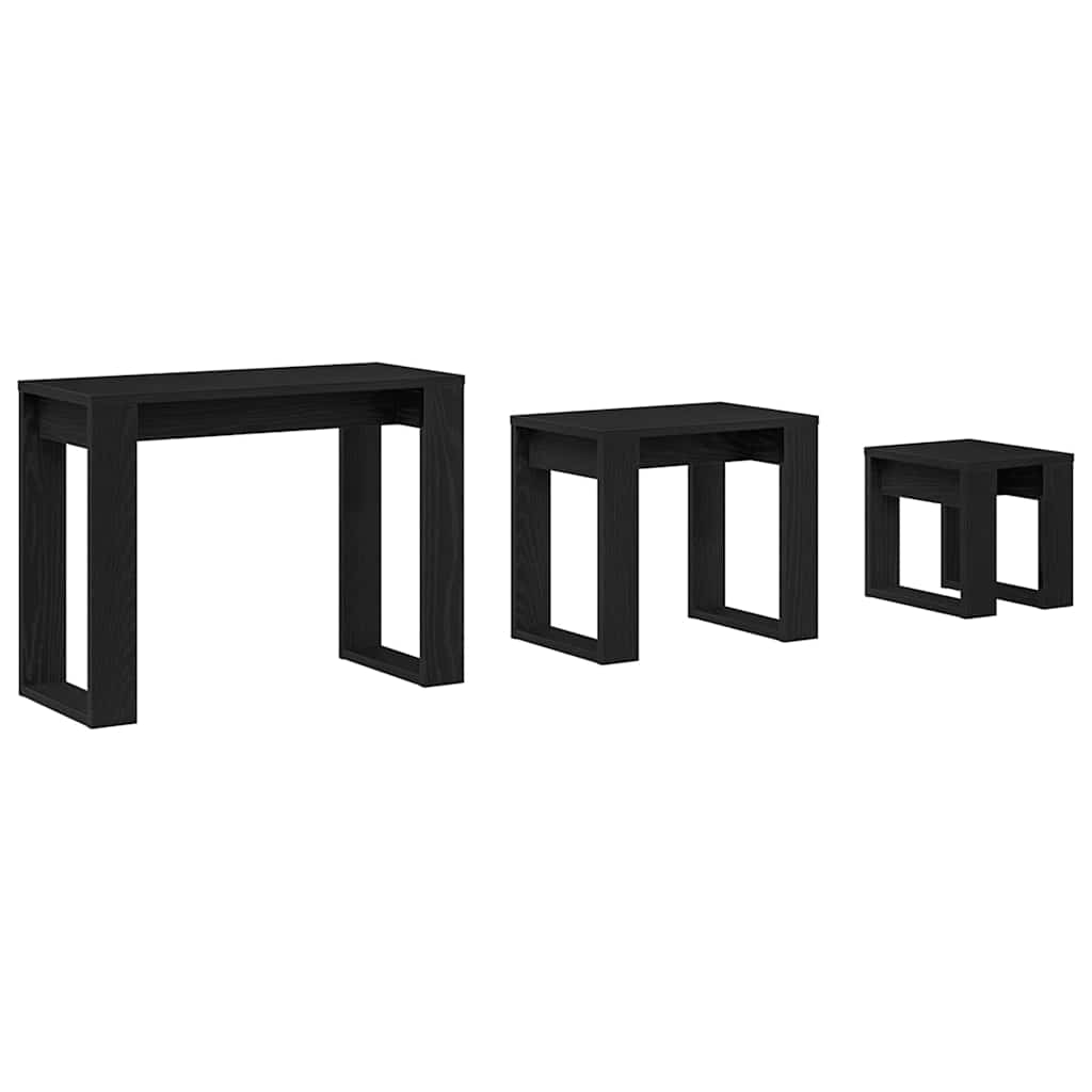 Nesting Tables 3 pcs Black Oak Engineered Wood