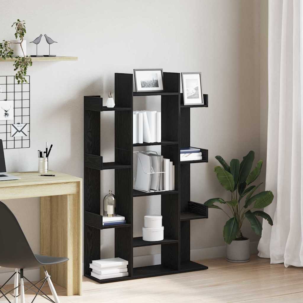 Bookcase Black Oak 86 x 25.5 x 140 cm Engineered Wood