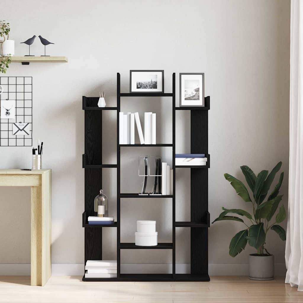 Bookcase Black Oak 86 x 25.5 x 140 cm Engineered Wood