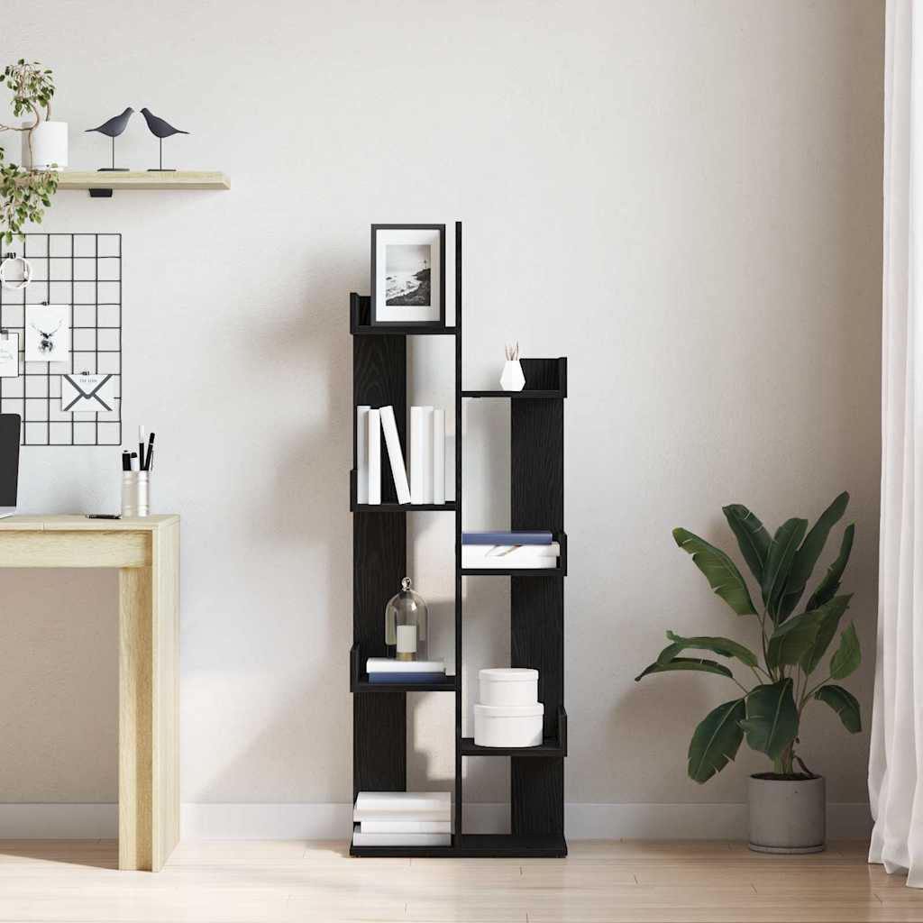 Bookcase Black Oak 48 x 25.5 x 140 cm Engineered Wood