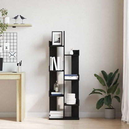 Bookcase Black Oak 48 x 25.5 x 140 cm Engineered Wood
