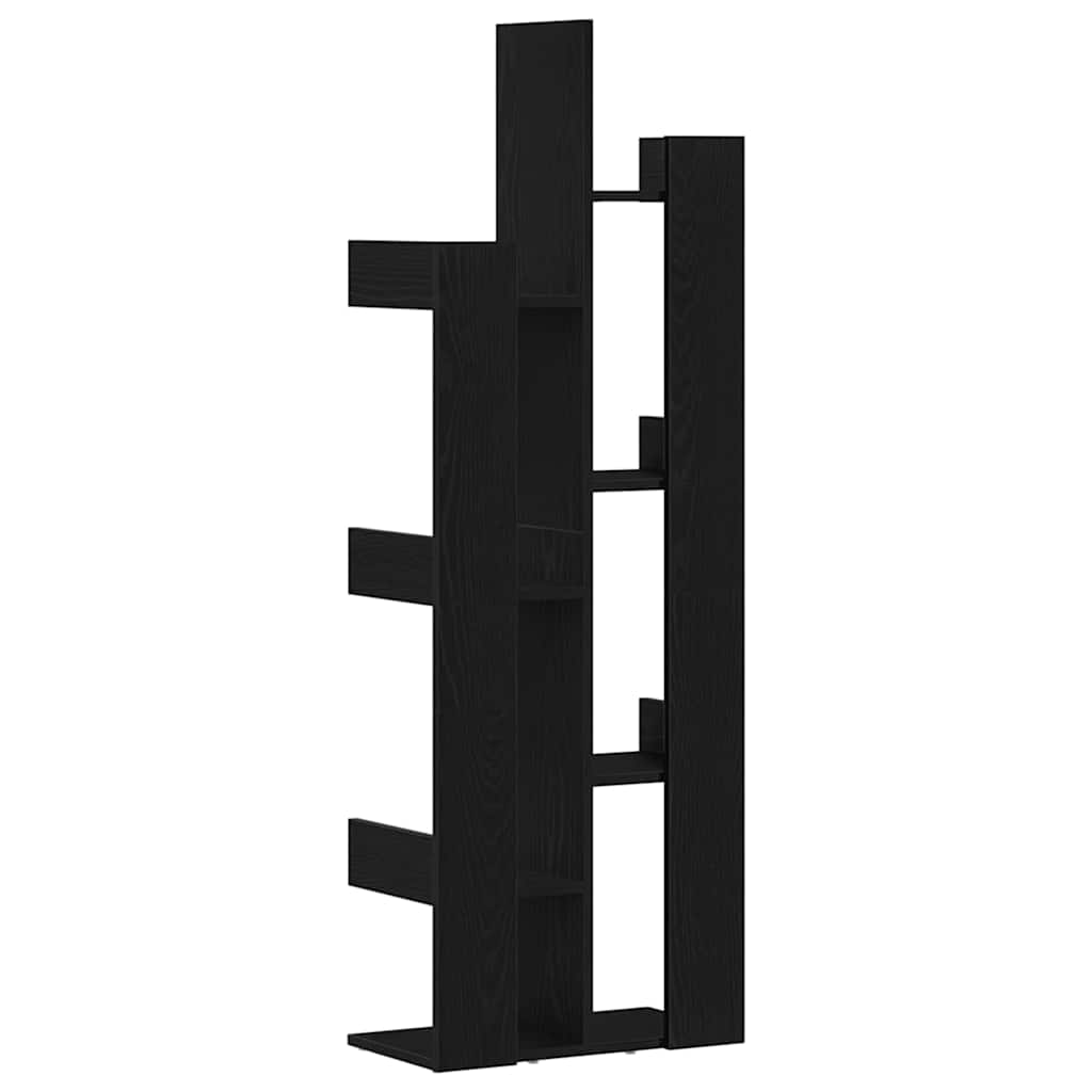 Bookcase Black Oak 48 x 25.5 x 140 cm Engineered Wood