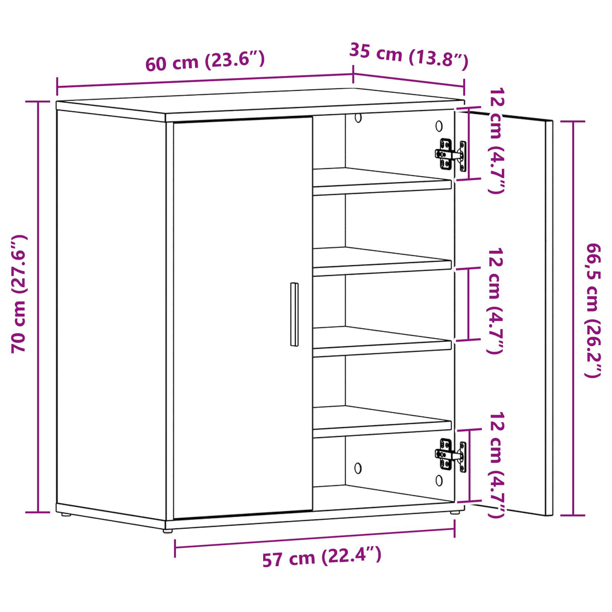 Shoe Cabinet 60 x 35 x 70 cm Engineered Wood Black Oak