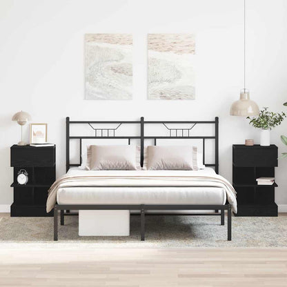 Bedside Cabinet 2 pcs Black Oak 40 x 35 x 65 cm Engineered Wood
