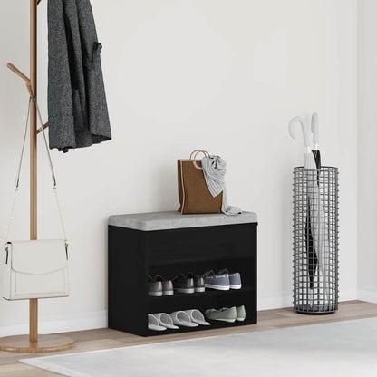 Shoe Bench with Shelf Black oak 60 x 30 x 45 cm Engineered Wood